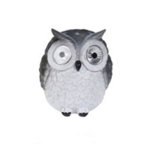 Lampa solara owl, 14x14.5x15.5 cm, poliston, gri inchis