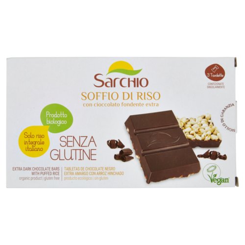 Baton ciocolata neagra orez expandat fara gluten 75g - sarchio