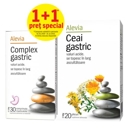 Pachet complex gastric 30cp+ceai gastric 20dz - alevia
