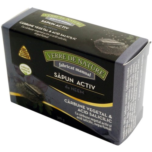 Manicos Sapun activ neem carbune vegetal acid salicilic 100g - verre de nature