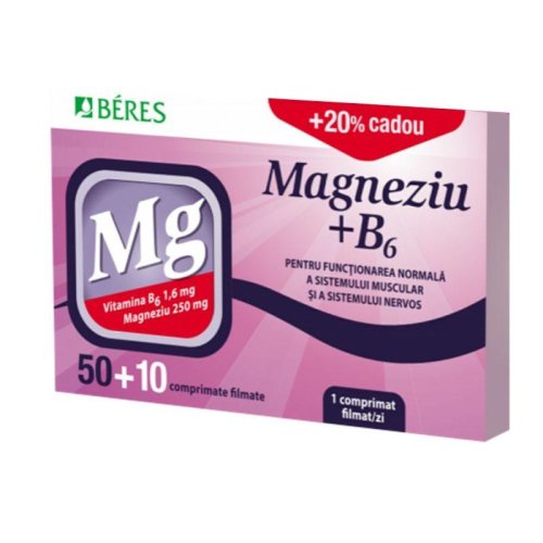 Beres magnesium + b6, 50 tablete + 10 tablete cadou