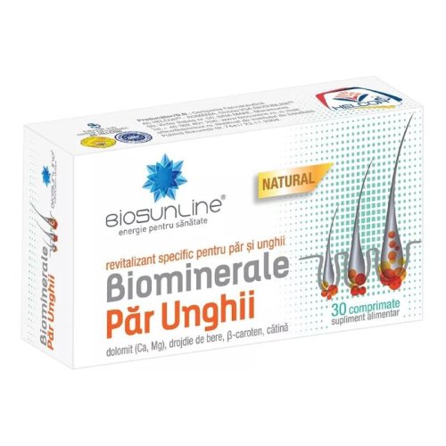 Helcor Baia Mare Biosunline biominerale par & unghii, 30 comprimate