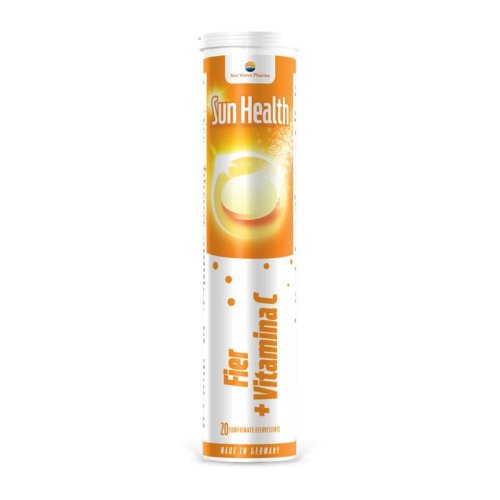 Sun Wave Pharma Fier + vit c sun health, 20 comprimate efervescente