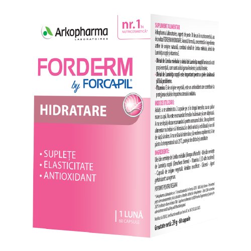 Laboratoires Arkopharma Forderm hidratant by forcapil, 60 capsule, arkopharma