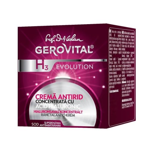 Farmec Gerovital h3 evolution crema antirid concentrata cu acid hialuronic, 50 ml