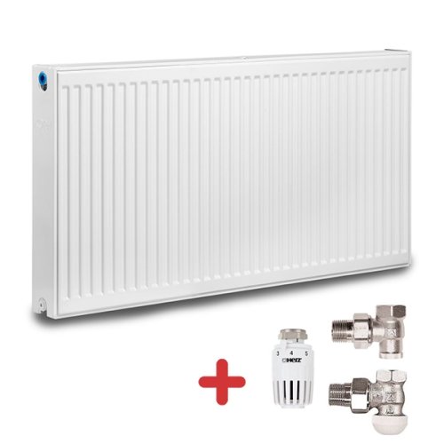 Pachet calorifer (radiator) din otel koph, tip 22, 400x1600 mm, 2581w + cap termostatic si 2 robineti tur-retur herz