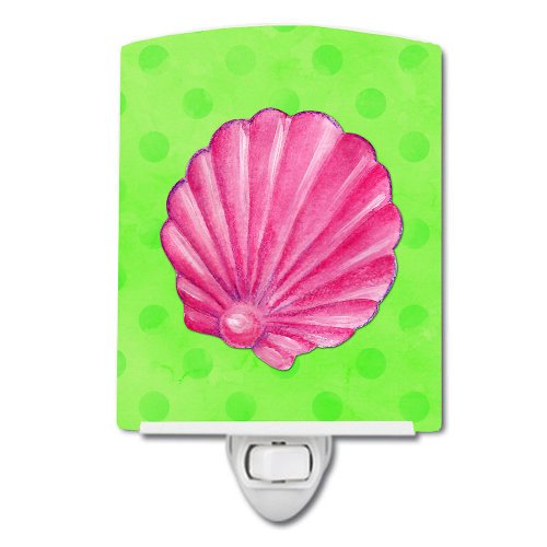 Caroline`s treasures carolines comori bb8240cnl roz marea shell verde polkadot ceramice night light 6x4x3
