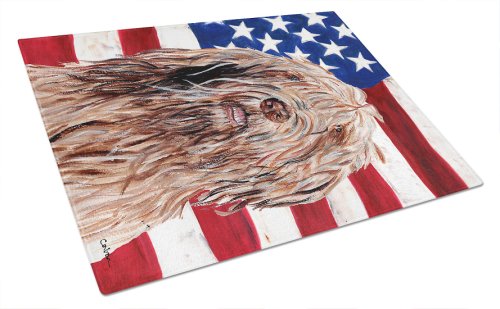 Caroline`s treasures carolines comori sc9637lcb otterhound cu american flag sua de sticlă de tăiere b multicolore 12h x 16w