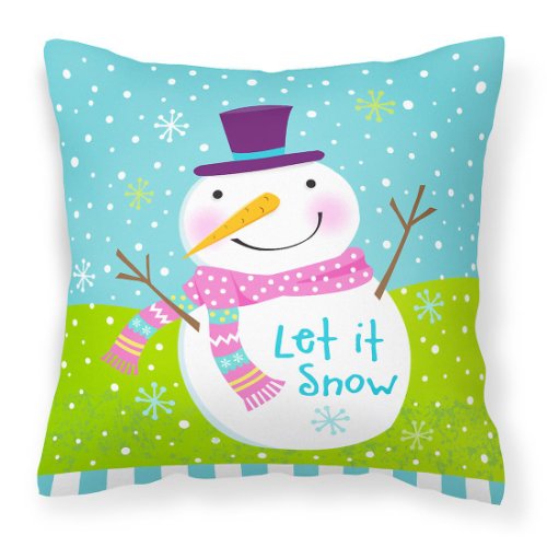 Caroline`s treasures crăciun omul de zăpadă lăsați-l zăpadă fabric decorative perna multicolore 14hx14w