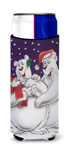 Caroline`s treasures holiday polar bears ultra izolatoare de băuturi pentru cutii subțiri multicolore slim can