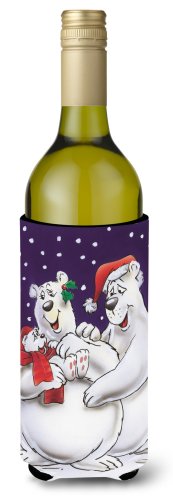 Caroline`s treasures holiday polar bears wine bottle beverage insulator hugger multicolore