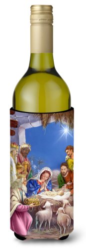Caroline`s treasures Înțelepții de la nașterea domnului sticla de vin de crăciun izolator de băuturi hugger multicolore wine bottle