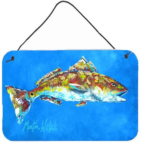 Caroline`s treasures pește - red fish fructe de mare două aluminiu metal de perete sau usi agățat printuri mltcl 8x12