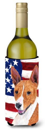 Caroline`s treasures statele unite ale americii american flag cu basenji sticla de vin izolator de băuturi izolator de băuturi izolator de băuturi ...