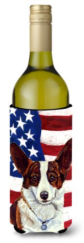 Caroline`s treasures statele unite ale americii american flag cu corgi sticla de vin izolator de băuturi izolator de băuturi h mltcl wine bottle