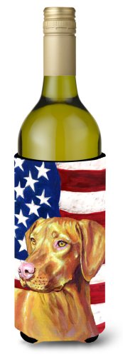 Caroline`s treasures statele unite ale americii american flag cu vizsla sticla de vin de băuturi izolator de băuturi izolator de băuturi mltcl wine...